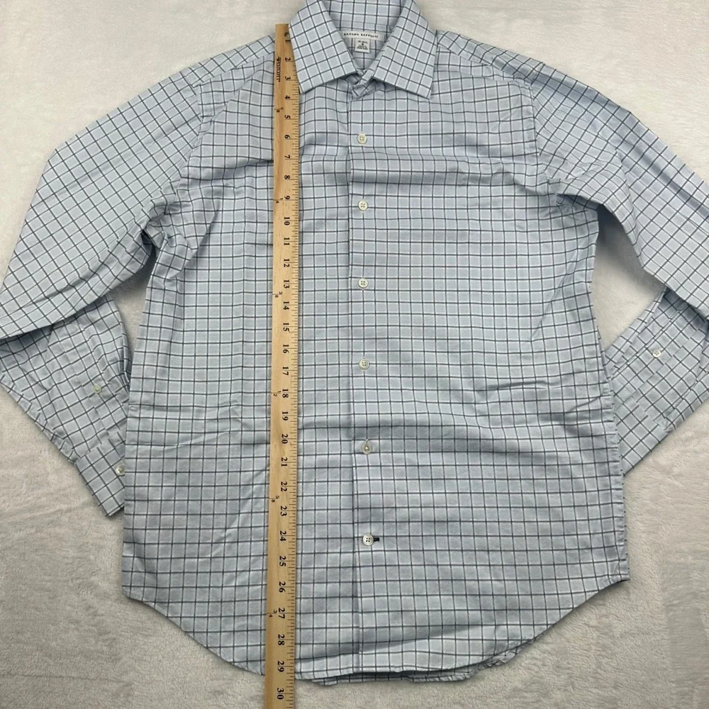 Banana Republic Mens Blue Check Cotton Button Shirt Small 14-14.5 80s Hong Kong